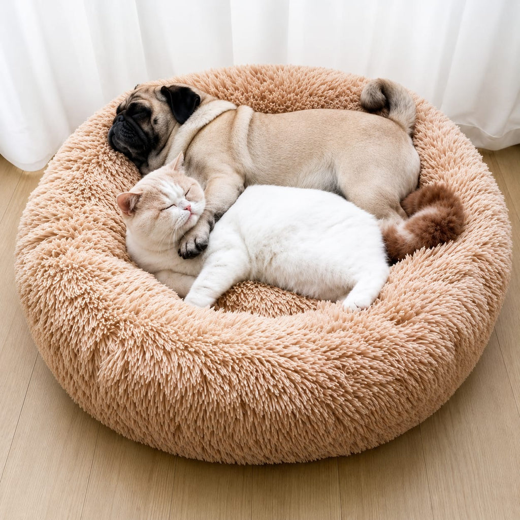Calming Donut Dog Bed | Plush Anti-Anxiety Cuddler for Dogs & Cats | Multiple Sizes