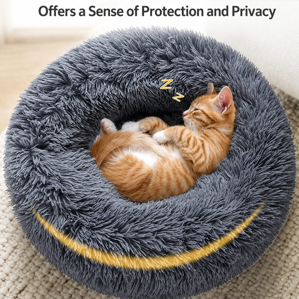 Calming Donut Dog Bed | Plush Anti-Anxiety Cuddler for Dogs & Cats | Multiple Sizes