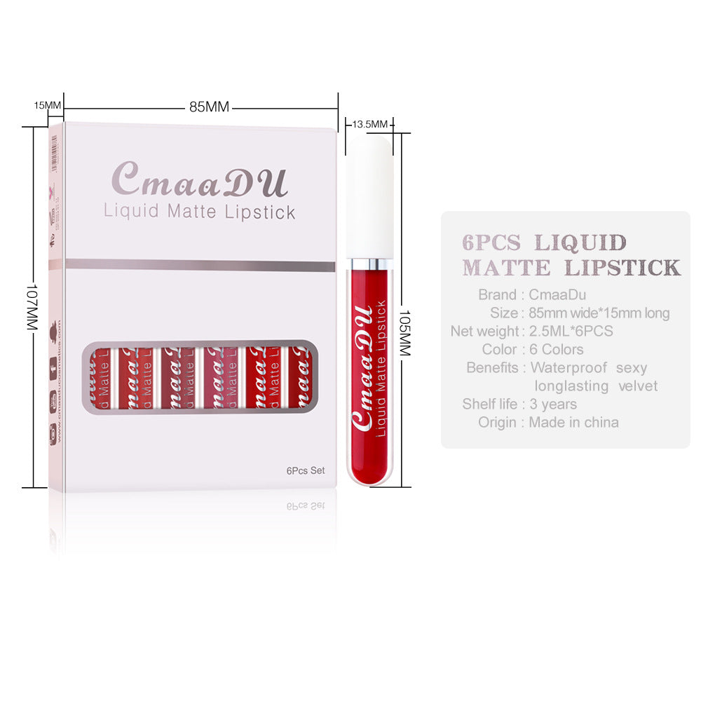 6Pcs Matte Waterproof Lipstick Set